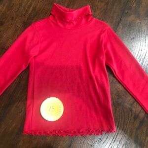 #13 - Kelly's Kids Red Ruffled Turtle Neck - Size 4/5